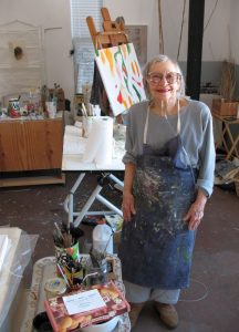 Ann St John Hawley in her studio